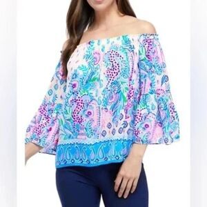 Lilly Pulitzer Nevie Top Macadamia Haute Cature